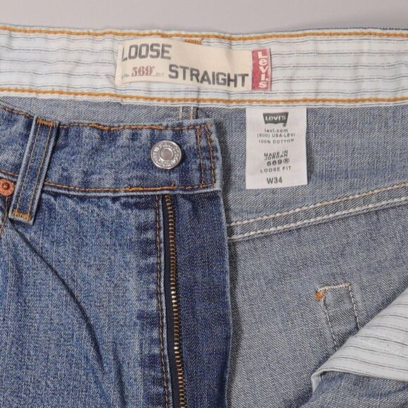VTG Levis 569 Jean Shorts Men 34 x 11 Loose Fit Straight Baggy Skateboard - Picture 4 of 8